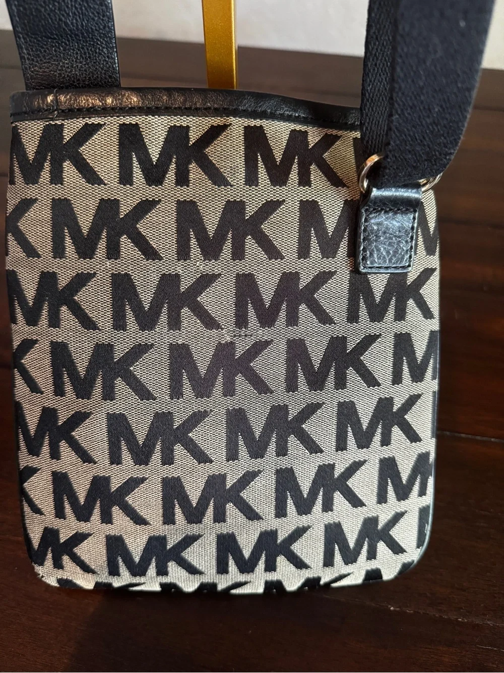 Michael Kors Beige and Black MK Logo Crossbody with Matching Wallet